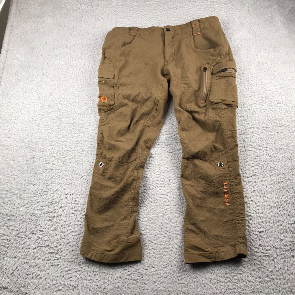 First Lite Obsidian Merino Pants Mens L (33x27) Dry Earth Vented Cargo Hunting